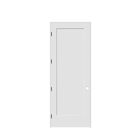 Trimlite 28" x 96" x 1-3/8" Primed 1-Panel Interior Shaker 7-1/4" RH Prehung Door with Black Hinges 2480pri8401RH1D714